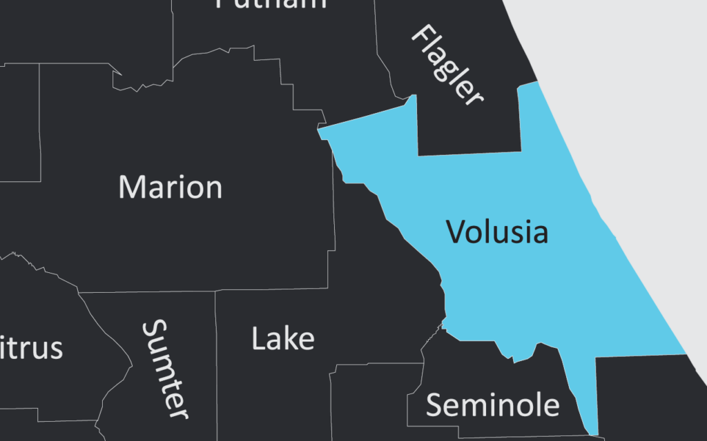Volusia County Florida Water And Fire Damage Restoration And Mold Remediation Company Map